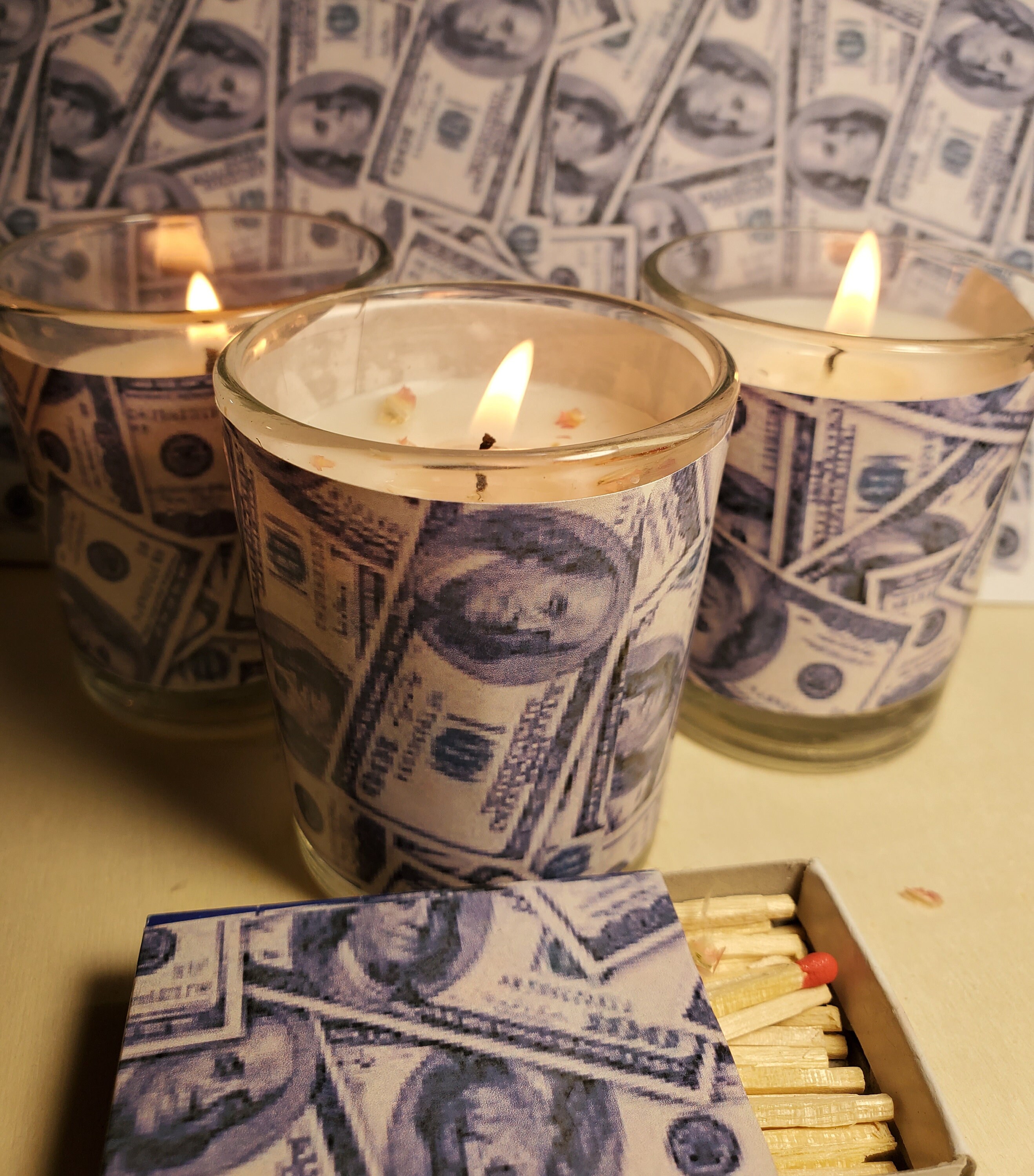 Manifest Money Crystal Intention Candle Etsy