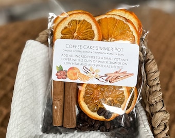 Stove Top Simmer Potpourri Coffee Cake w/ a Mixture of Dried Orange Slices, Coffee Beans, Vanilla Bean Powder& Cinnamon Sticks/natural gifts