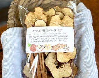 Stove Top Simmer Potpourri Apple Pie Spice w/ a Mixture of Dried Apples Slice, Cloves, Vanilla Bean Powder & Cinnamon Sticks, Holiday gifts