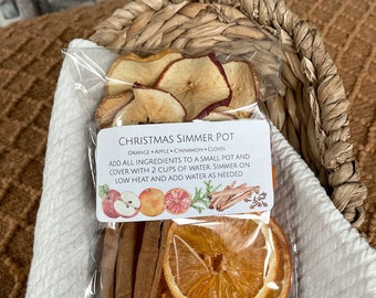 Stove Top Simmer Potpourri Christmas Spice w/ a Mixture of Dried Orange Slices, Apples, Clove & Cinnamon Sticks, Winter/ All Natural Gifts