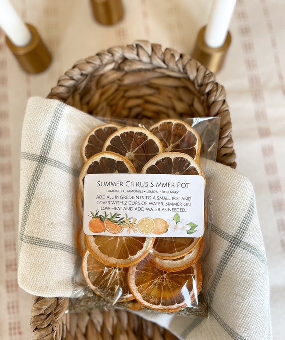 Stove Top Potpourri Summer Citrus Simmer Pot w/ a mixture of Dried Orange & Lemon Slices, Chamomile and Rosemary / All Natural Gift / Favors