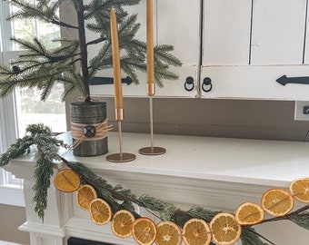 Dried Orange Garland Centerpiece with Natural Twine, Primitive/Natural/Yule/Hygge Decor, Handmade Dried Orange Decor