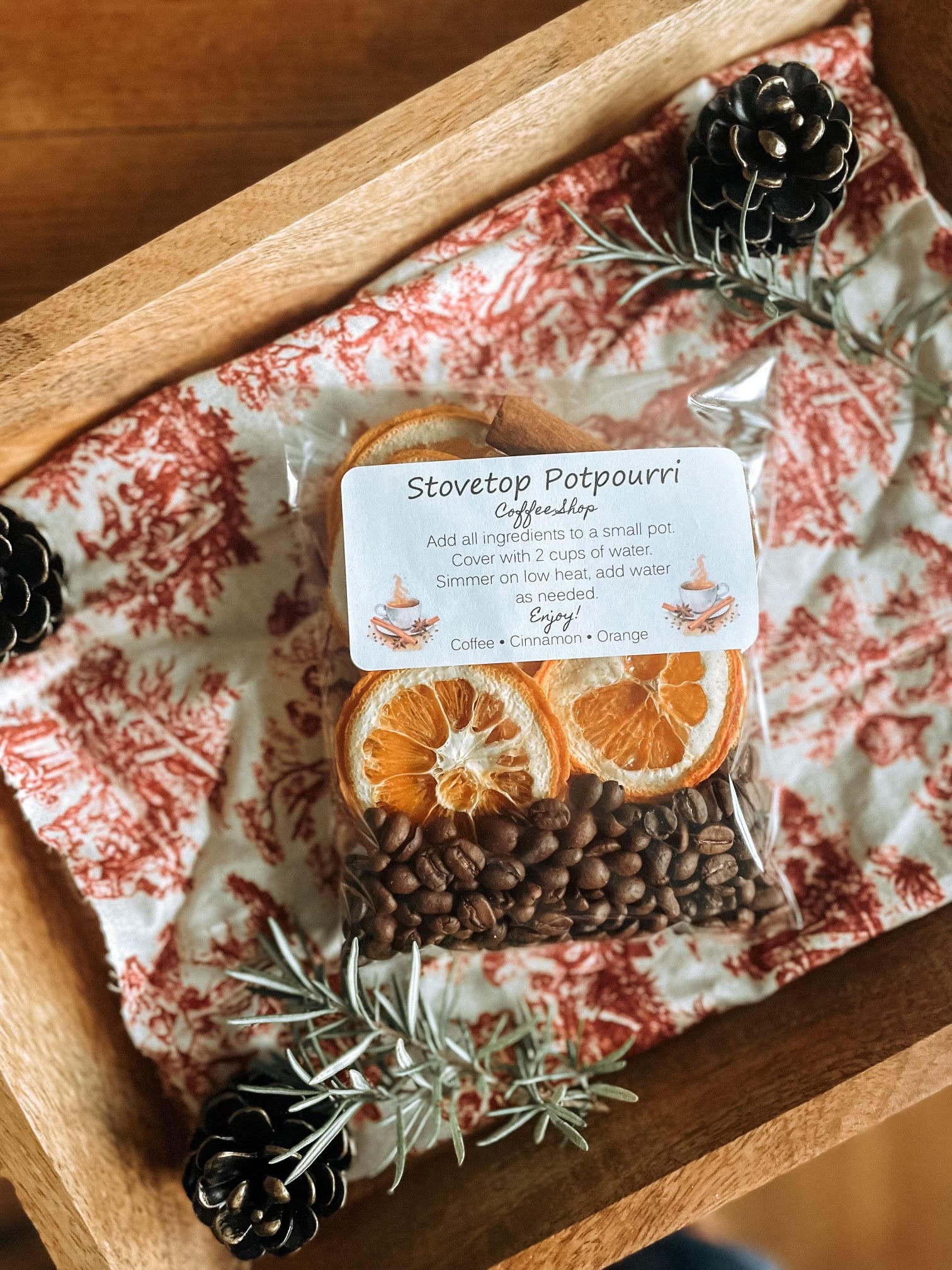 Stove Top Simmer Potpourri Coffee Shop w/ a Mixture of Dried Orange Slices,  Organic Coffee Beans, and Cinnamon Sticks / Holiday gifts