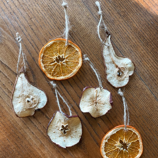 Ornament Pack of 6 Dried Orange, Apple, and Pear Slices Christmas Holiday Ornaments, dehydrated fruit & spice ornaments
