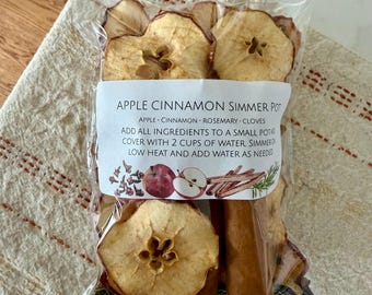 Apple Cinnamon Stove Top Simmer Potpourri w/ a Mixture of Dried Apple Slices, Cloves, Rosemary & Cinnamon Sticks / All Natural Gifts