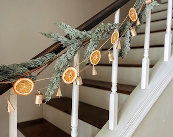 Dried Orange Garland w/ Natural Twine- Primitive Christmas/German/Yule/Hygge Holiday Decor/Minimalist Rustic Fireplace Garland/Cottage Decor