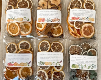 Stove Top Potpourri, variety of different spring and summer scents, Simmer Pot Sampler Pack / All Natural Gifts / Bulk Favors / Dried Citrus