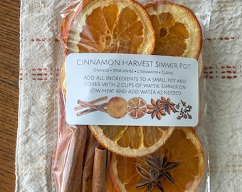 Stove Top Simmer Potpourri Cinnamon Harvest w/ a Mixture of Dried Orange Slices, Cloves, Star Anise & Cinnamon Sticks, Autumn Holiday gifts