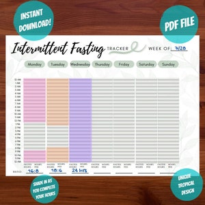 AFDRUKBAAR - Intermittent Fasting Tracker - Instant Download - Bullet Journal - Fasting Tracker - afdrukbare vasten