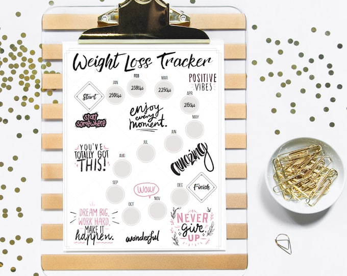 Weight Loss Tracker- Printable Chart - Digital Download - Budget - Bullet Journal- Lose Weight