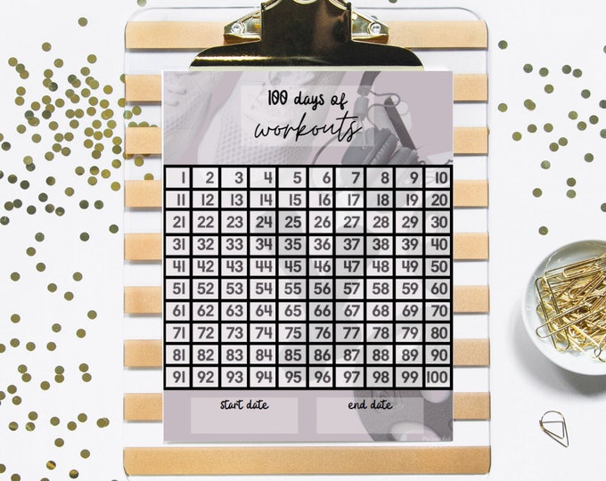PRINTABLE - 100 Day Habit Tracker (TWO PAGES!) - instant download - Bullet Journal- Health diary planner