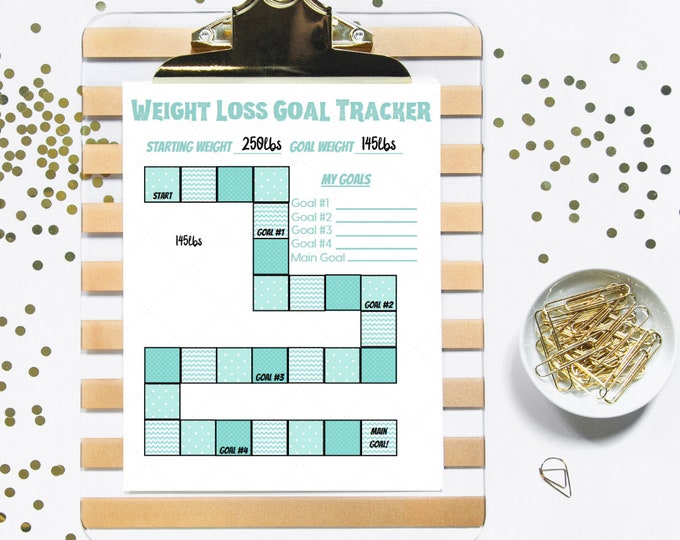 PRINTABLE - Weight Loss Tracker- Health- Digital Download - Planner page - Bullet Journal- Lose Weight