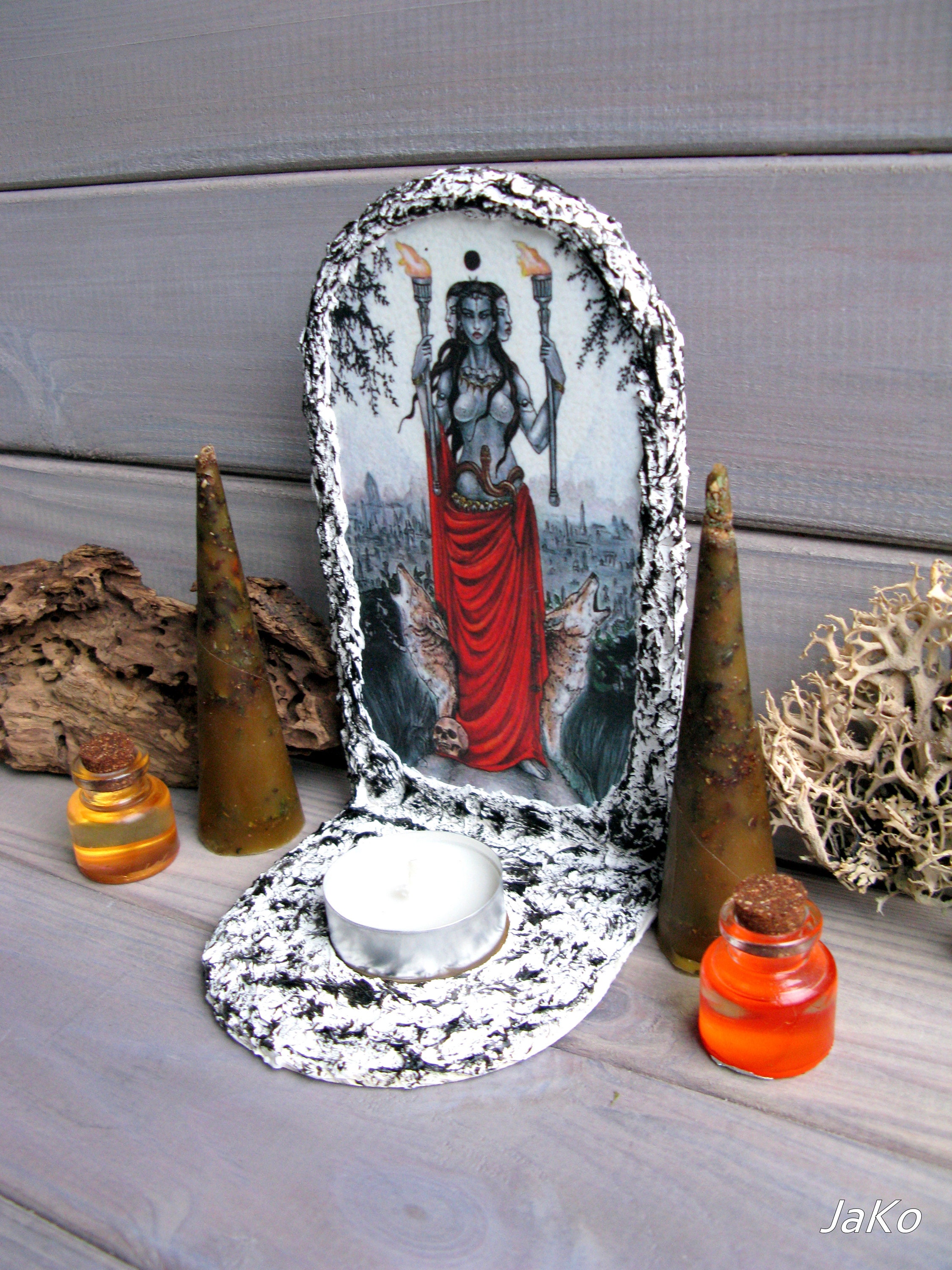 Hecate altar candles holder/Goddess of witchcraft magic and Etsy
