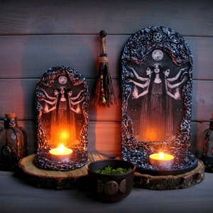 Large Hecate altar candles holder/Witchy altar/Goddess of witchcraft magic and the moon candles holder/Altar candlestick/Wiccan altar