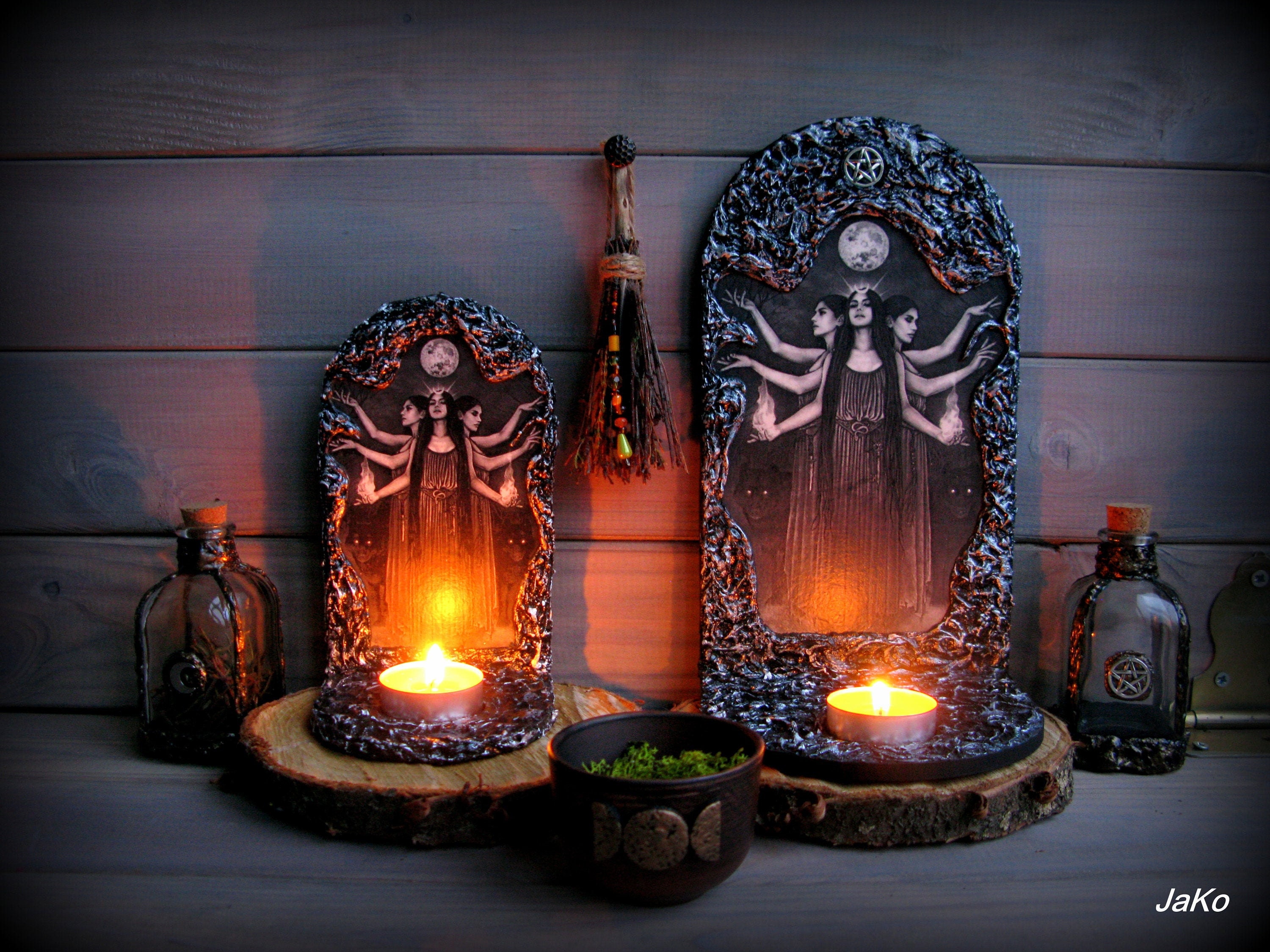 Large Hecate altar candles holder/Goddess of witchcraft magic Etsy