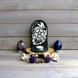 Pentagram altar candles holder/Wiccan altar/Witchy altar/Wiccan decor/Pagan decor/Home protection/Witchcraft