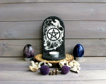 Pentagram altar candles holder/Wiccan altar/Witchy altar/Wiccan decor/Pagan decor/Home protection/Witchcraft