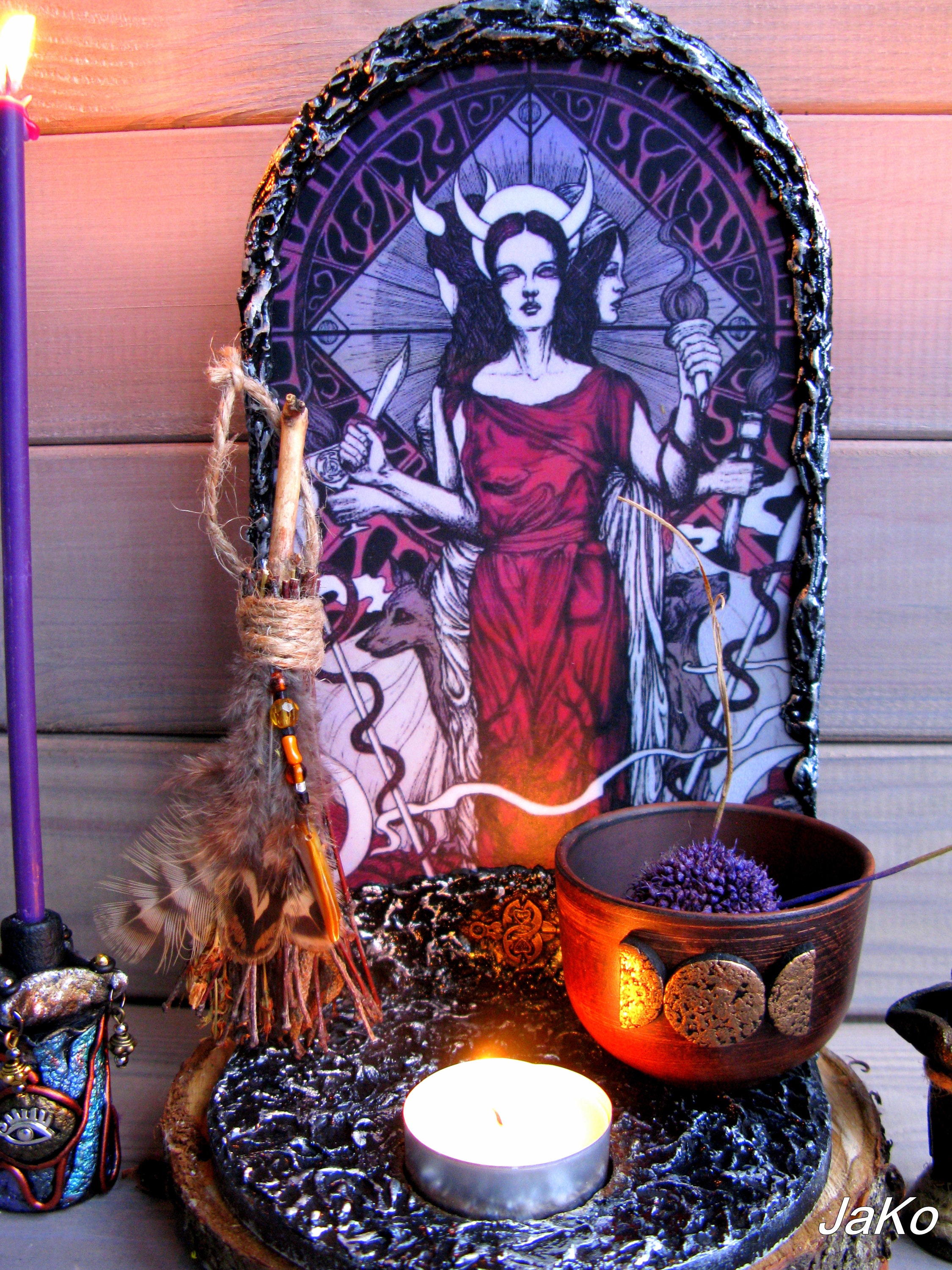 Large Hecate altar candles holder/Goddess of witchcraft magic Etsy