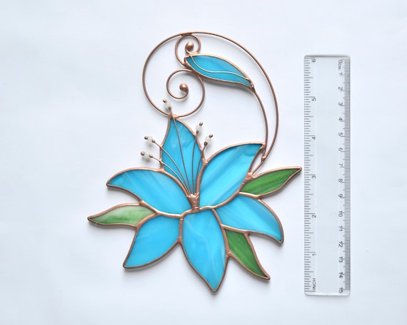 Sun catcher blue leaves no \u00d8 4 inch Glass picture deco window picture plant plants acrylic glass flowers gift decoration window 28