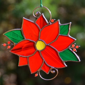 Glasmalerei-Weihnachtsstern-Sonnenfänger: Winter-Blumen-Fenster-Behang