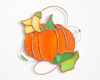 Pumpkin suncatcher, window hangings, stained glass