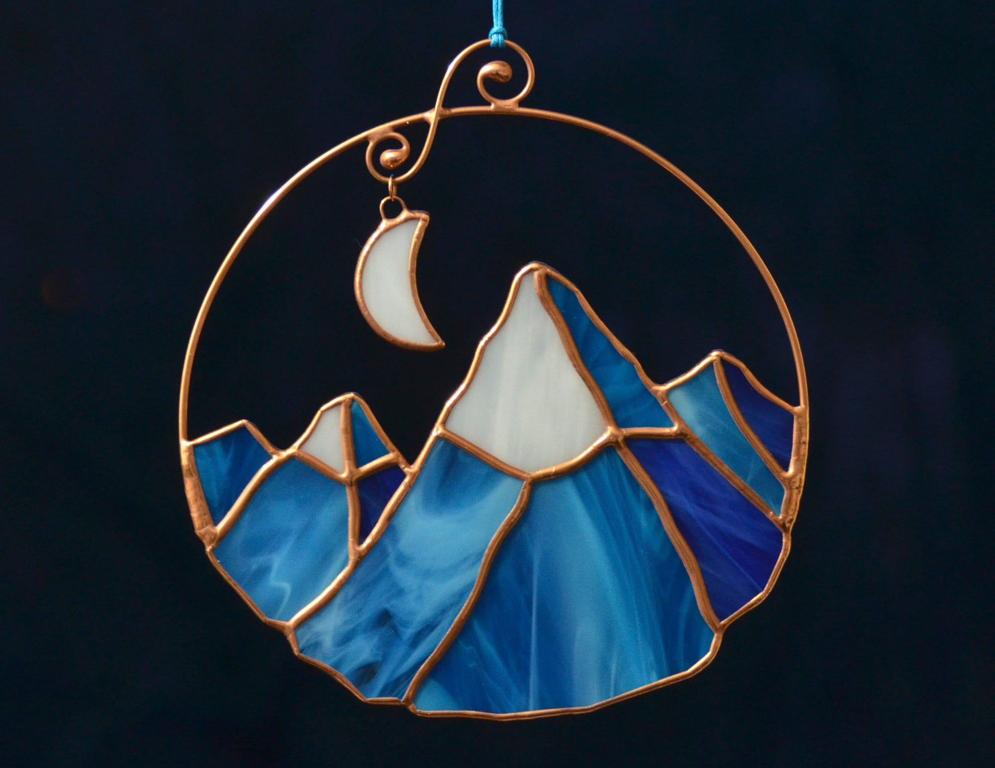 Stained Glass Mountain Suncatcher Window Hangings Stain Glass Etsy Canada