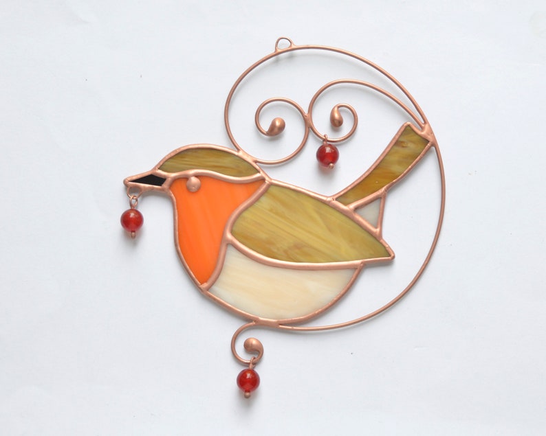 Stained Glass Bird Robin Suncatcher Window Hangings Etsy UK