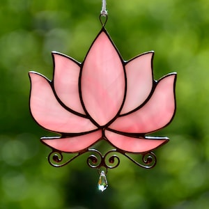 Stained Glass Lotus Suncatcher: Crystal Window Hanging, Yoga Gift