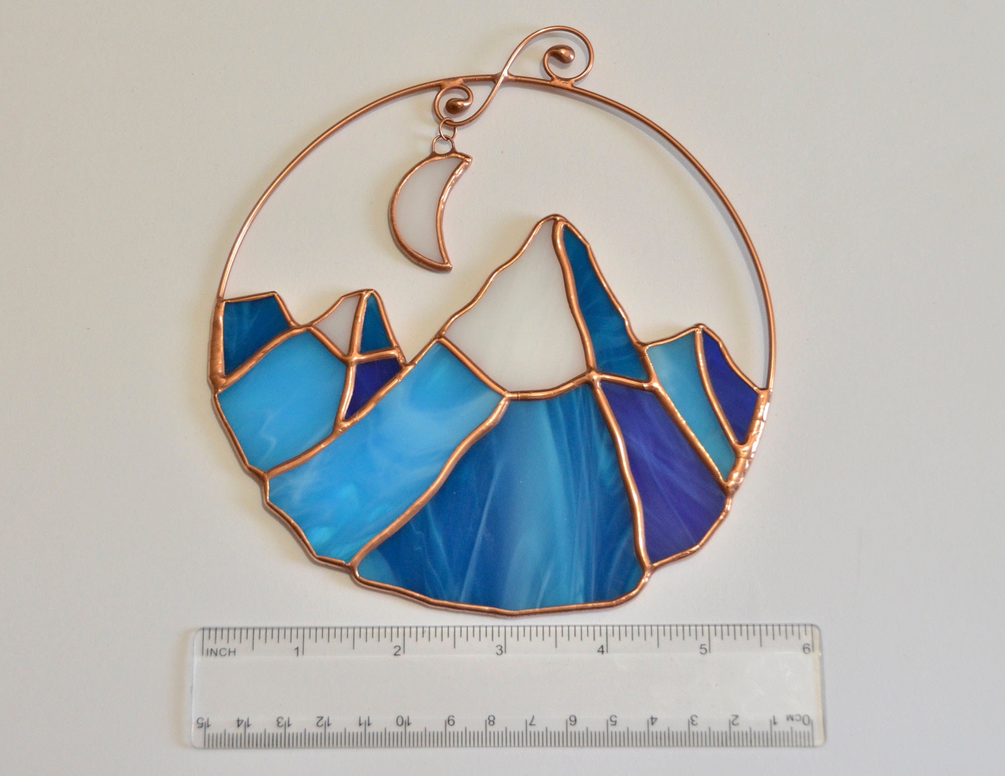 Stained Glass Mountain Suncatcher Window Hangings Stain Glass Etsy Canada