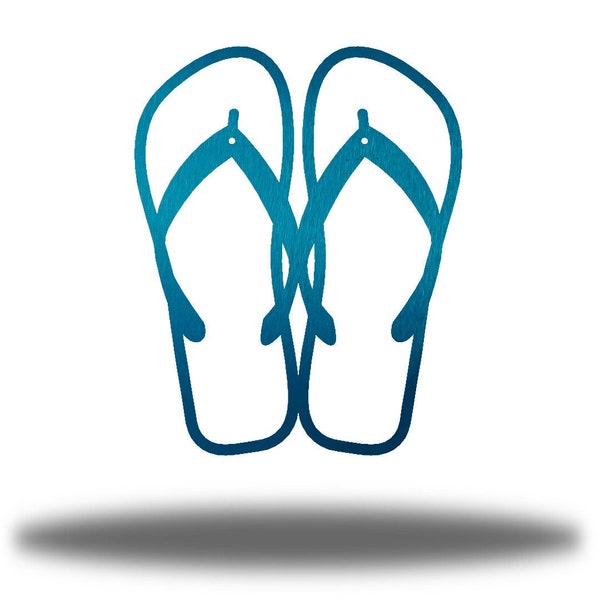 Coastal Flip Flops Ocean Beach Metal Art Steel Wall Decor