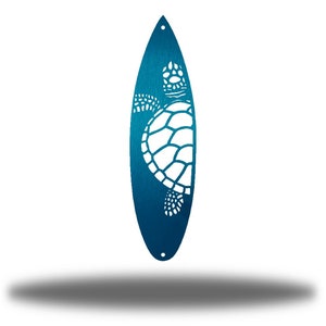 Coastal Sea Turtle Surfboard Ocean Beach Metal Art Steel Wall Decor