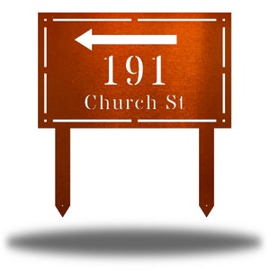Metal Yard Stake House Business Rectangle Arrow Address Sign