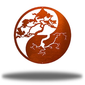 Yin Yang Tree Outdoor Garden Metal Wall Art