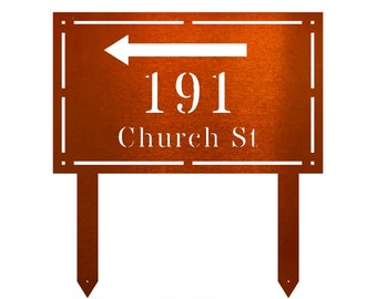 Metal Yard Stake House Business Rectangle Arrow Address Sign