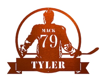 The Hockey Personalized Custom Monogram Metal Art Rust Resistant Wall Decor