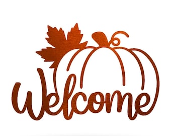 Welcome Pumpkin Autumn Wall Art | Steel Fall Decor