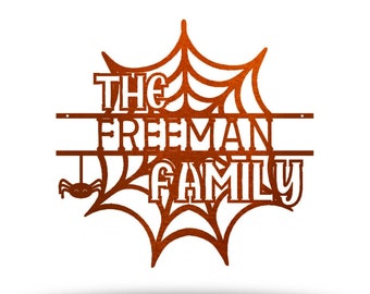 Spooky Web Fall Halloween Home Decor Metal Art Custom Wall Decor Family Sign