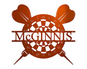 Man Cave Dartboard Metal Wall Art Monogram
