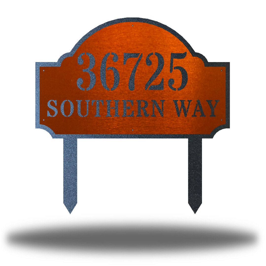 Triple Address Sign Double Sided Metal Yard Stake House Business Triple Layer Deluxe ...