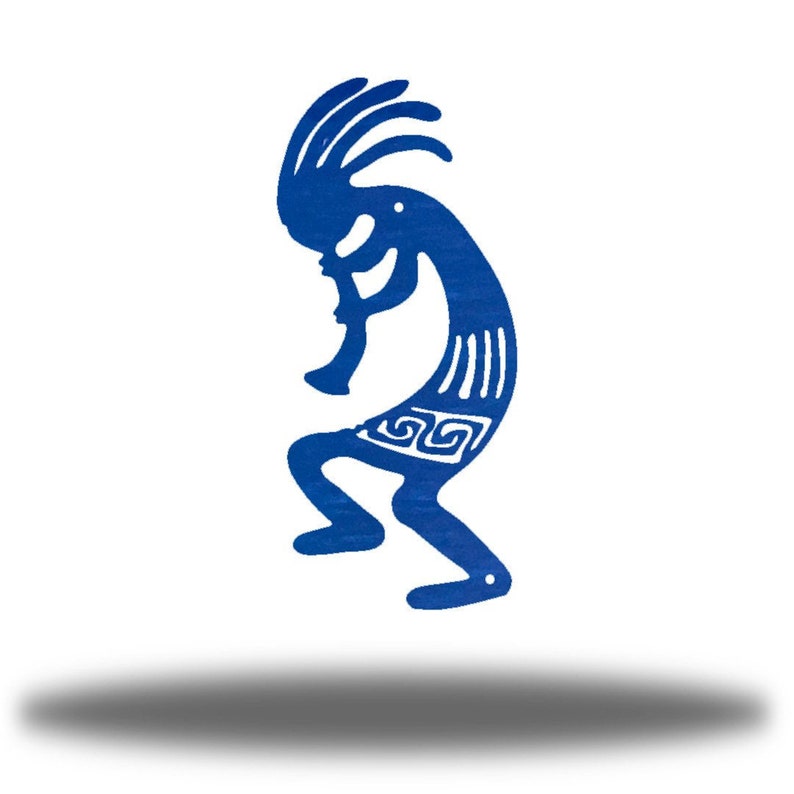 Kokopelli Figure Southwest Native American Outdoor Metal Wall Art Blue