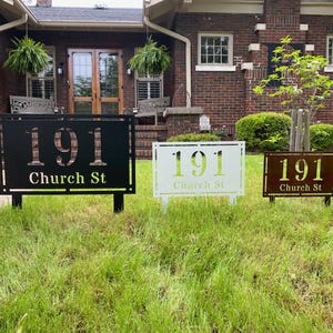 Metal Yard Stake House Business Rectangle Address Yard Sign
