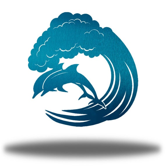 Dolphin Wave Coastal Beach Metal Wall Art Etsy Singapore