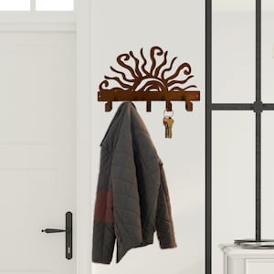 Zeckos Set of 3 Cast Iron Gold Sun Face Decorative Wall Hooks Towel Coat Hanger Rack, Size: 5.75