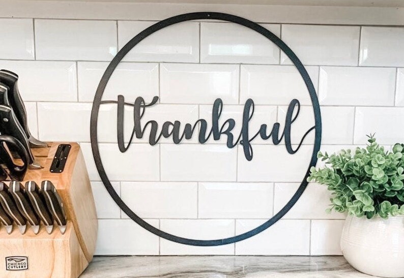 Thankful Metal Art Wall Decor Sign Etsy