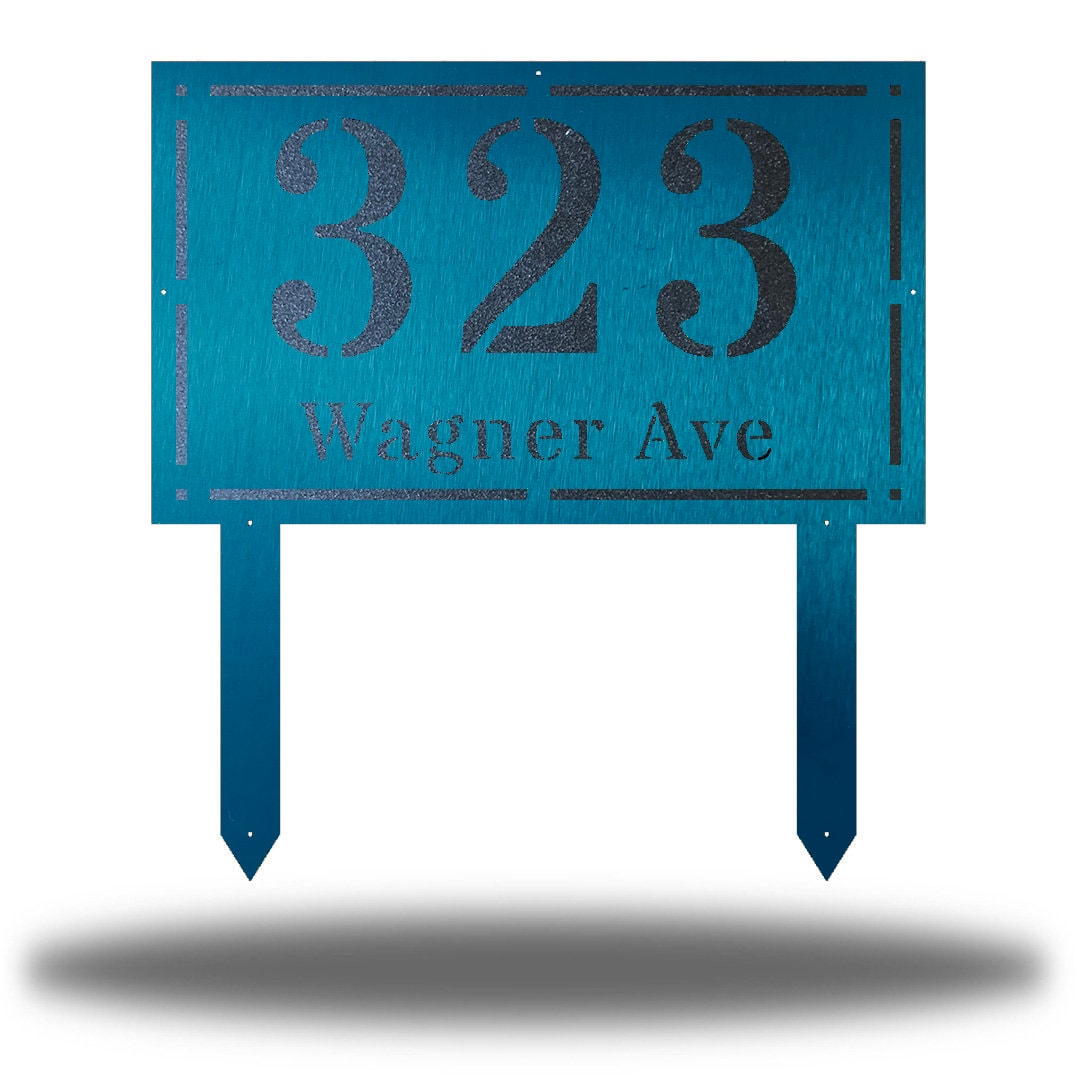 Triple Address Sign Double Sided Metal Yard Stake House Business Triple Layer Rectangle ...