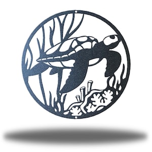 Turtle Scene Metal Wall Art