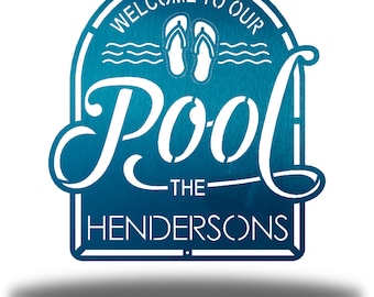 Welcome to Our Pool Custom Metal Wall Art Steel Decor