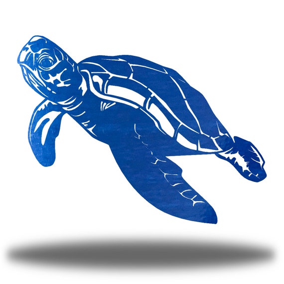 Swimming Sea Turtle Coastal Metal Wall Art Steel Decor