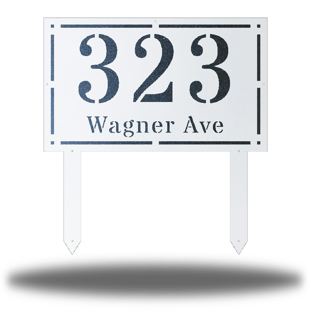 Triple Address Sign Double Sided Metal Yard Stake House Business Triple Layer Rectangle ...