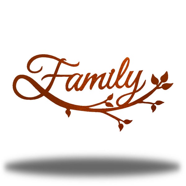 Family Cursive Word Metal Sign Wall Decor